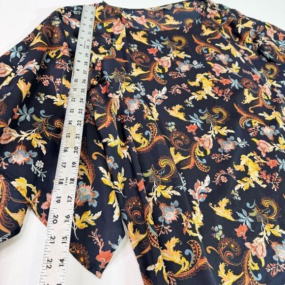 Motto Top Womens 2X Black Floral Pattern Kimono Sleeve Boat Neck Blouse Mature - Picture 5 of 10